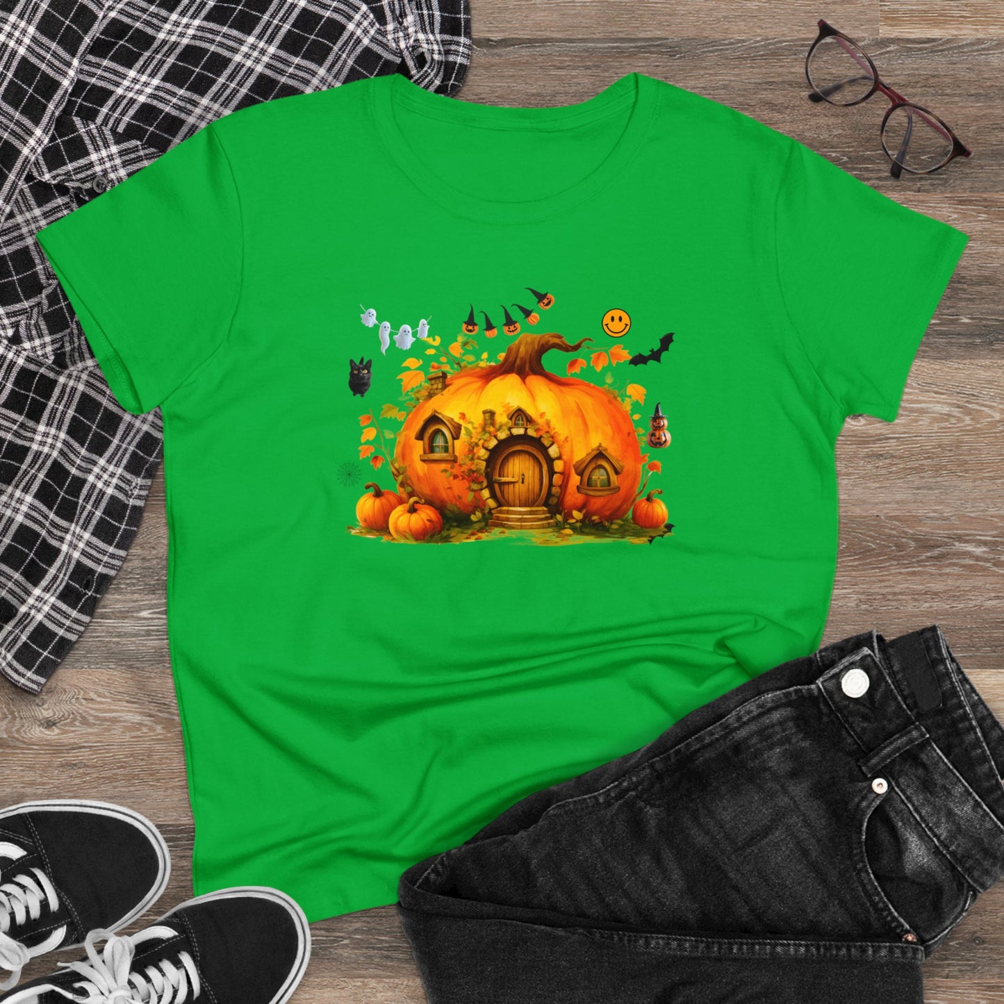 women halloween t-shirt, women's tee, pumpkins, funny, halloween gift