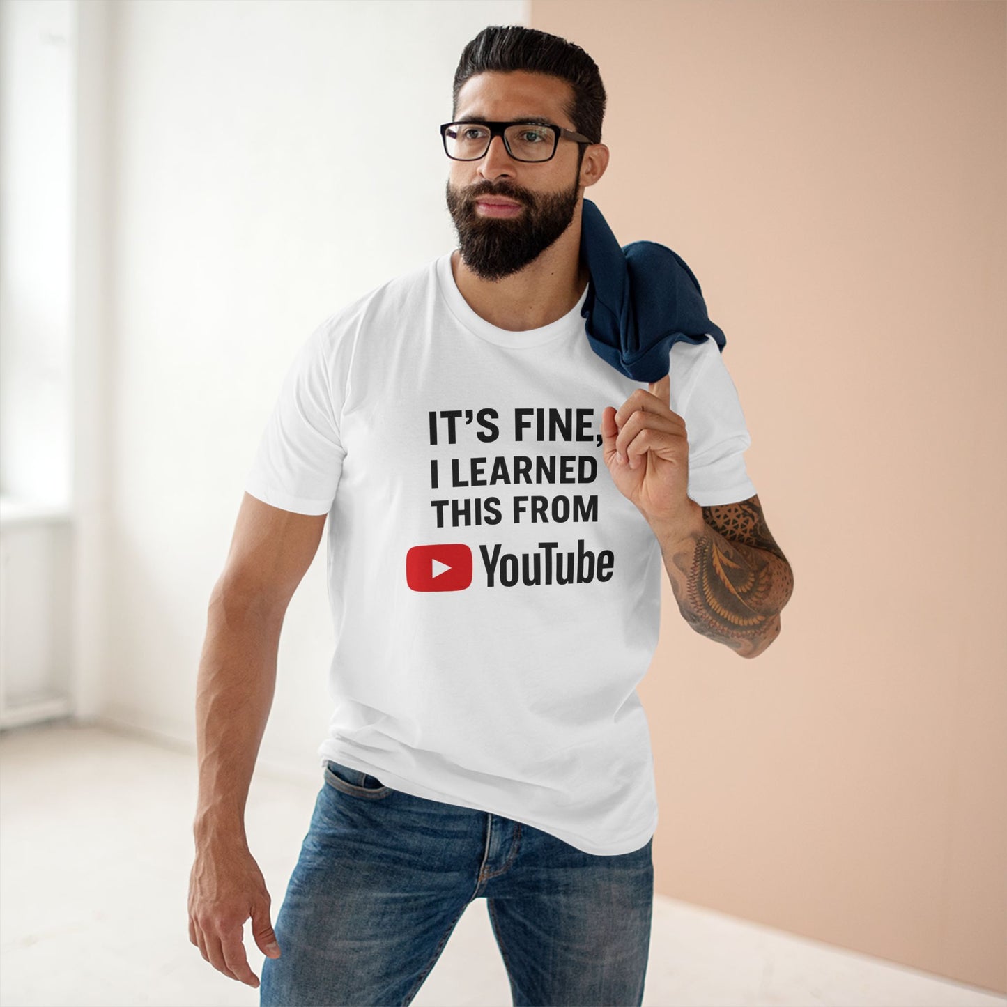 men's stable tee: it's fine, i learned this from youtube