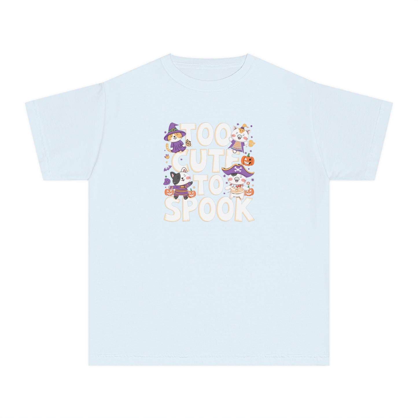 youth t-shirt, youth halloween t-shirt, too cute to spook!