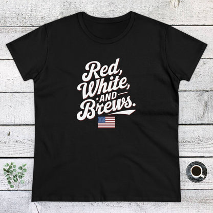 Women's T-Shirts, Women's Tee, Funny Gift, Red Wine and Brews!