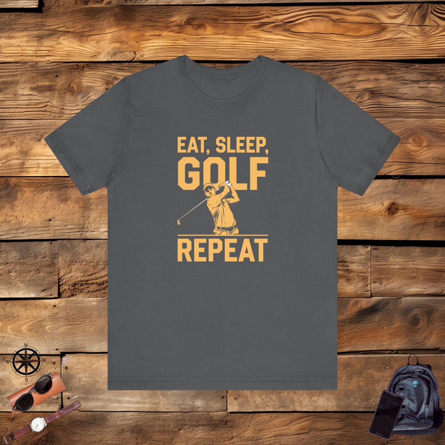 men & women golf t-shirt: eat, sleep, golf repeat. unisex golf t-shirt