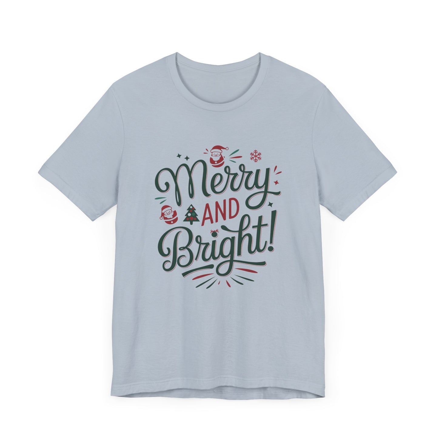 men & women christmas t-shirt. merry & bright. unisex christmas t-shirt.