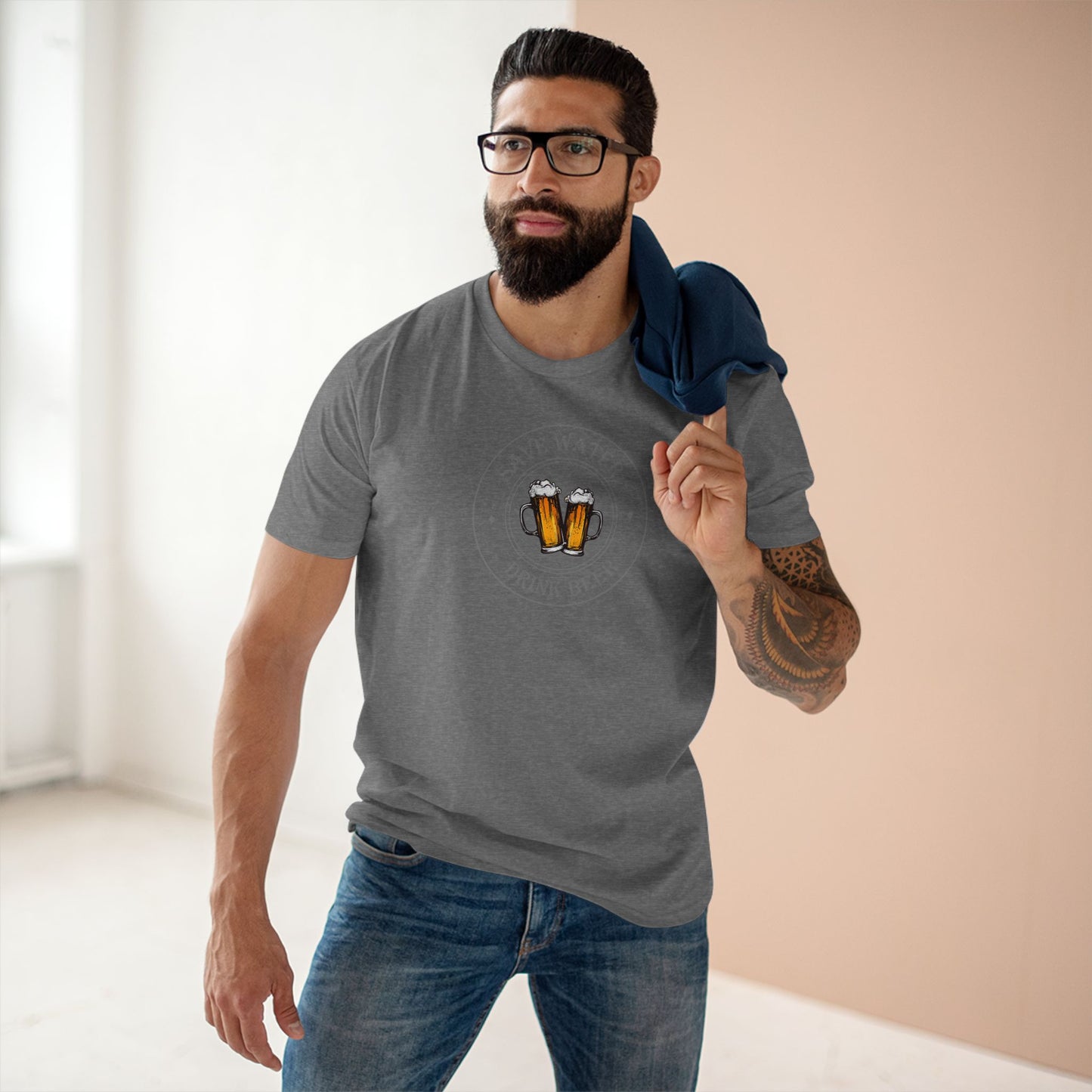 mens t-shirt - drink beer