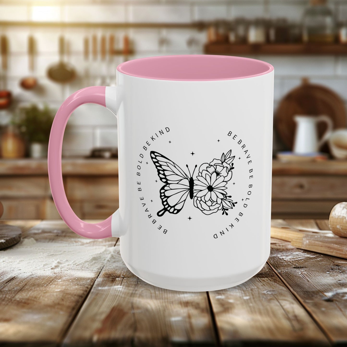 colorful mugs (11oz, 15oz) - be brave, be bold, be kind - courageous kindness quote