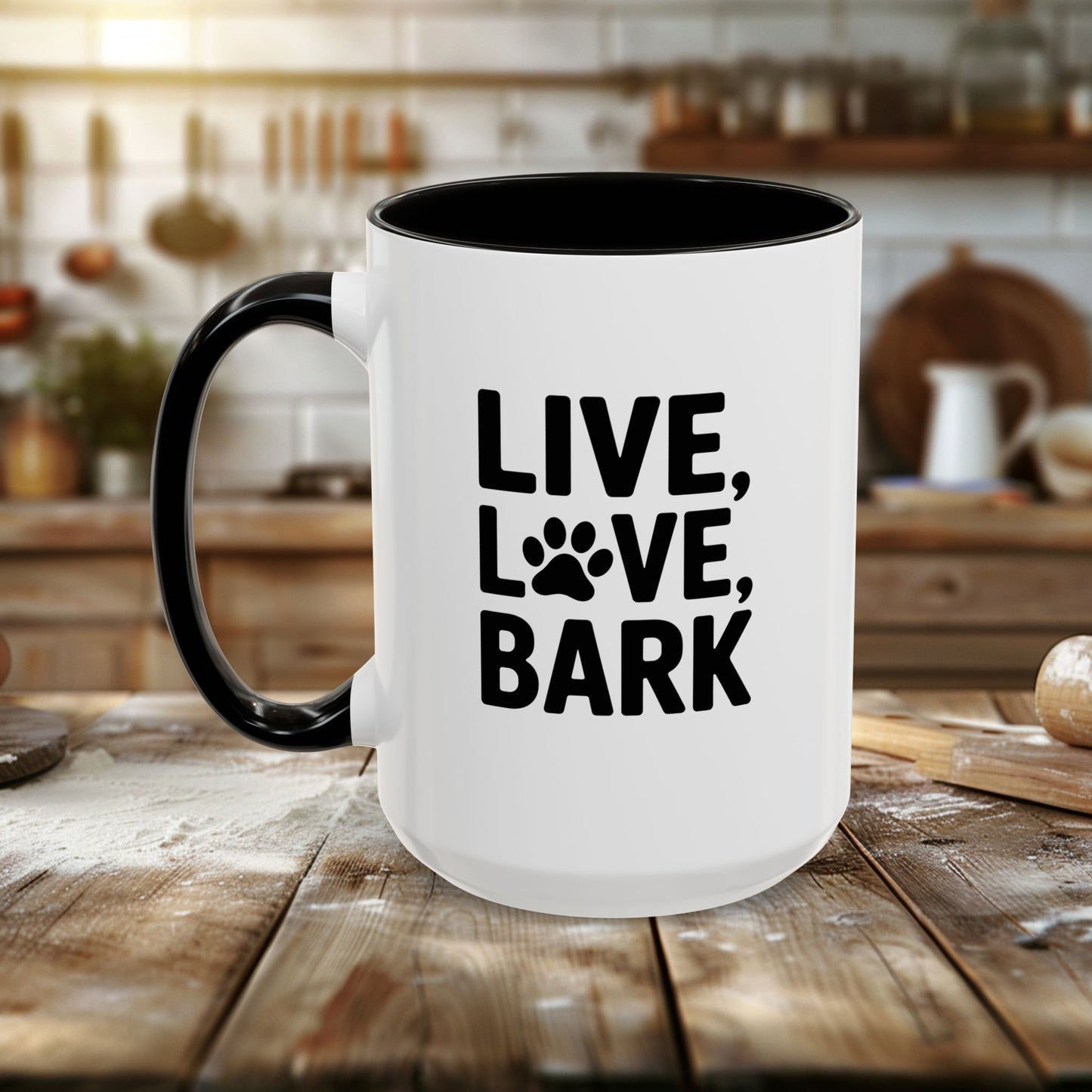 colorful mugs (11oz, 15oz) - live love bark | funny dog lover gift | cute pet quote design