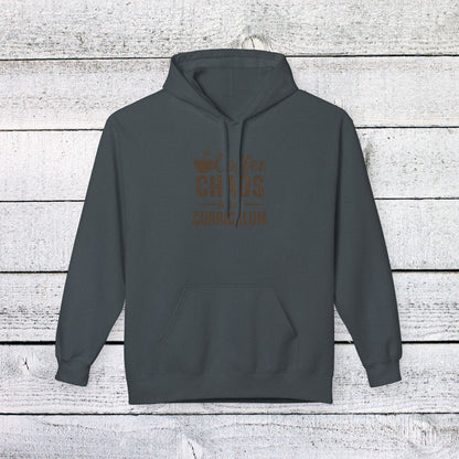 Unisex Softstyle Hoodie - Coffee, Chaos, and Curriculum Design. Teachers with Attitude.
