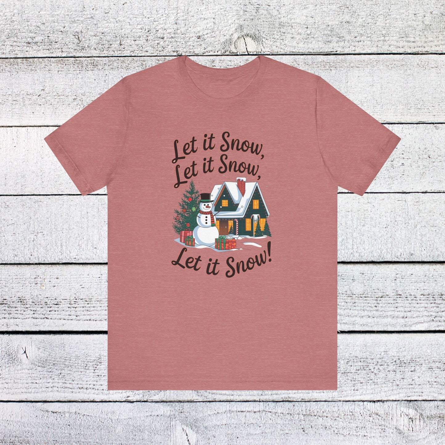 men & women christmas t-shirt. let it snow! unisex christmas t-shirt.