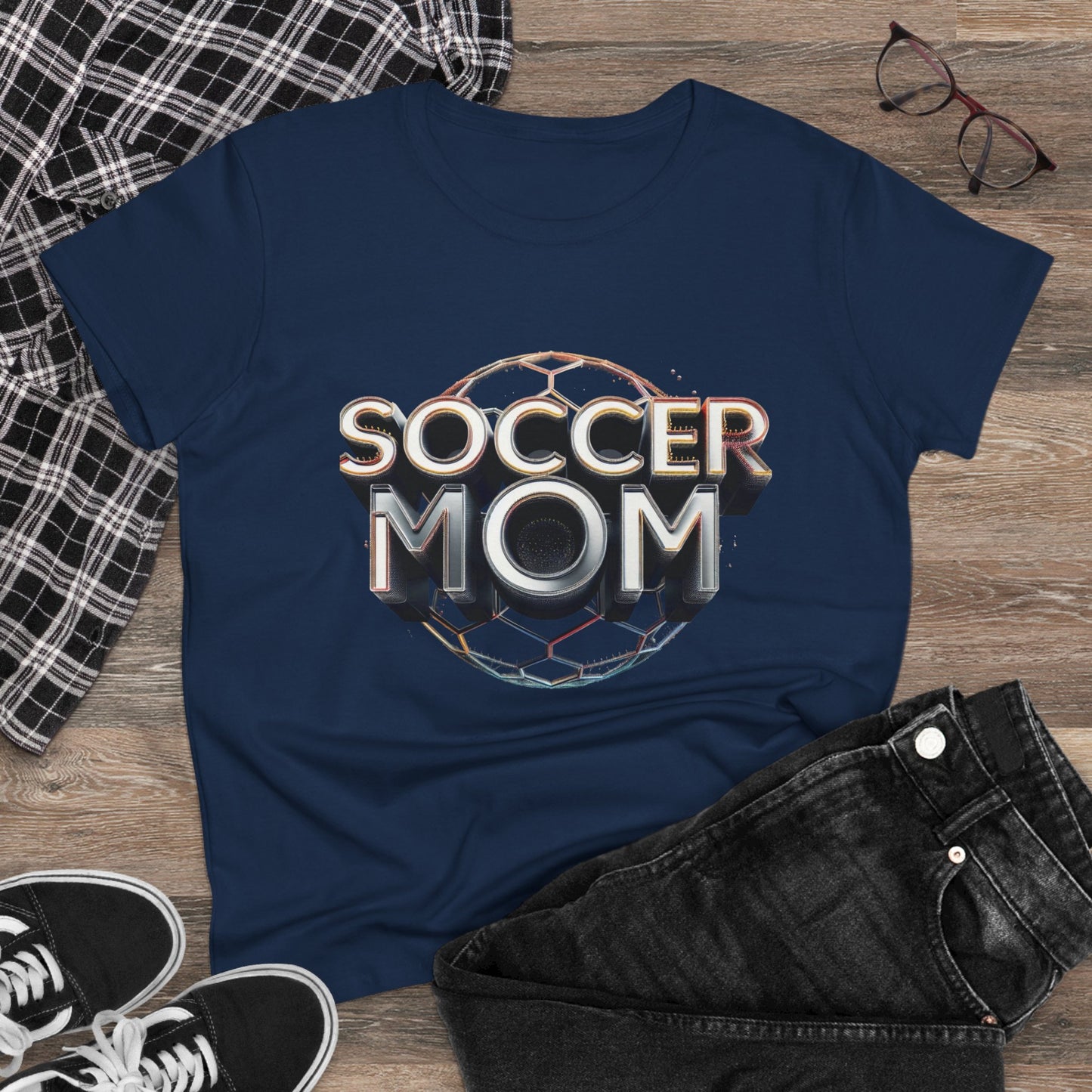 stylish women's cotton tee for soccer moms