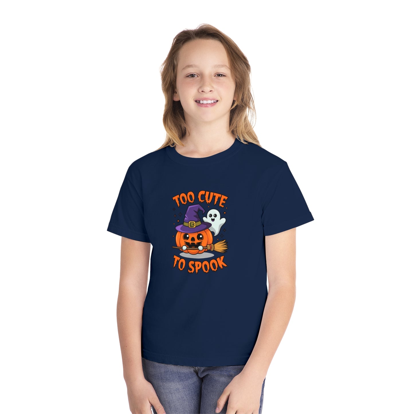 youth t-shirt, youth halloween t-shirt, too cute to spook!