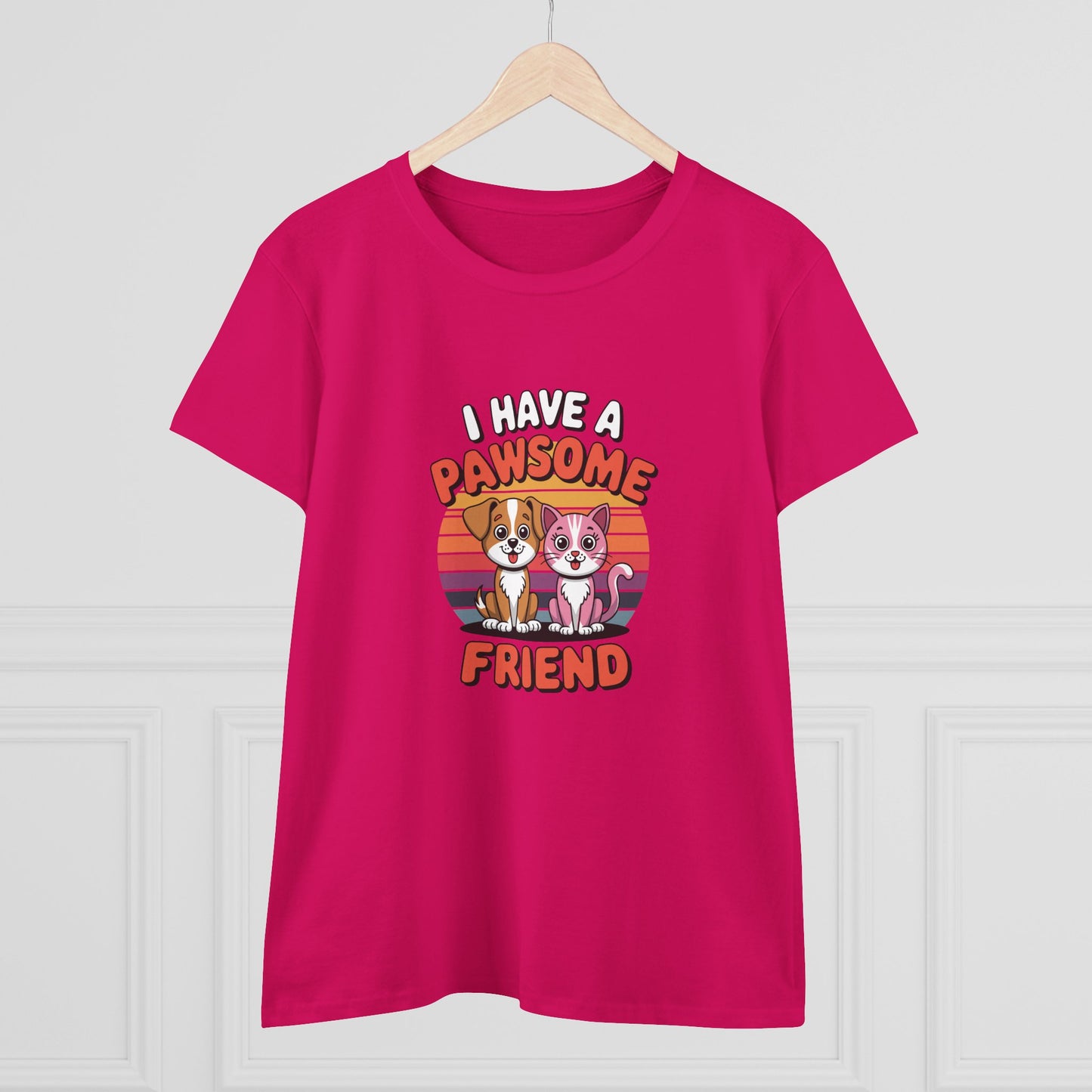 women's midweight cotton tee - i have a pawesome friend | funny dog lover gift | cute pet quote design