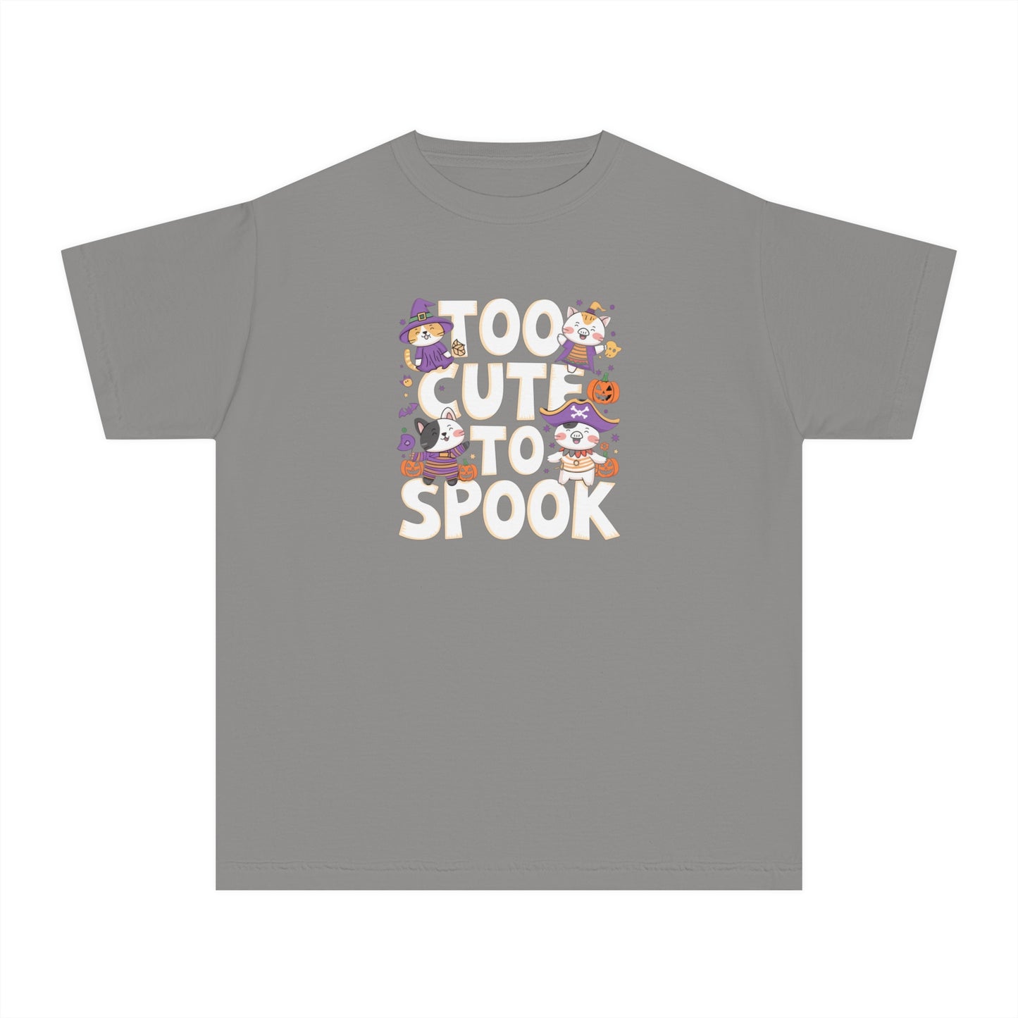 youth t-shirt, youth halloween t-shirt, too cute to spook!