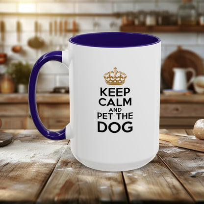 Colorful Mugs (11oz, 15oz) - Keep Calm and pet the dog | Funny Dog Lover Gift | Cute Pet Quote Design