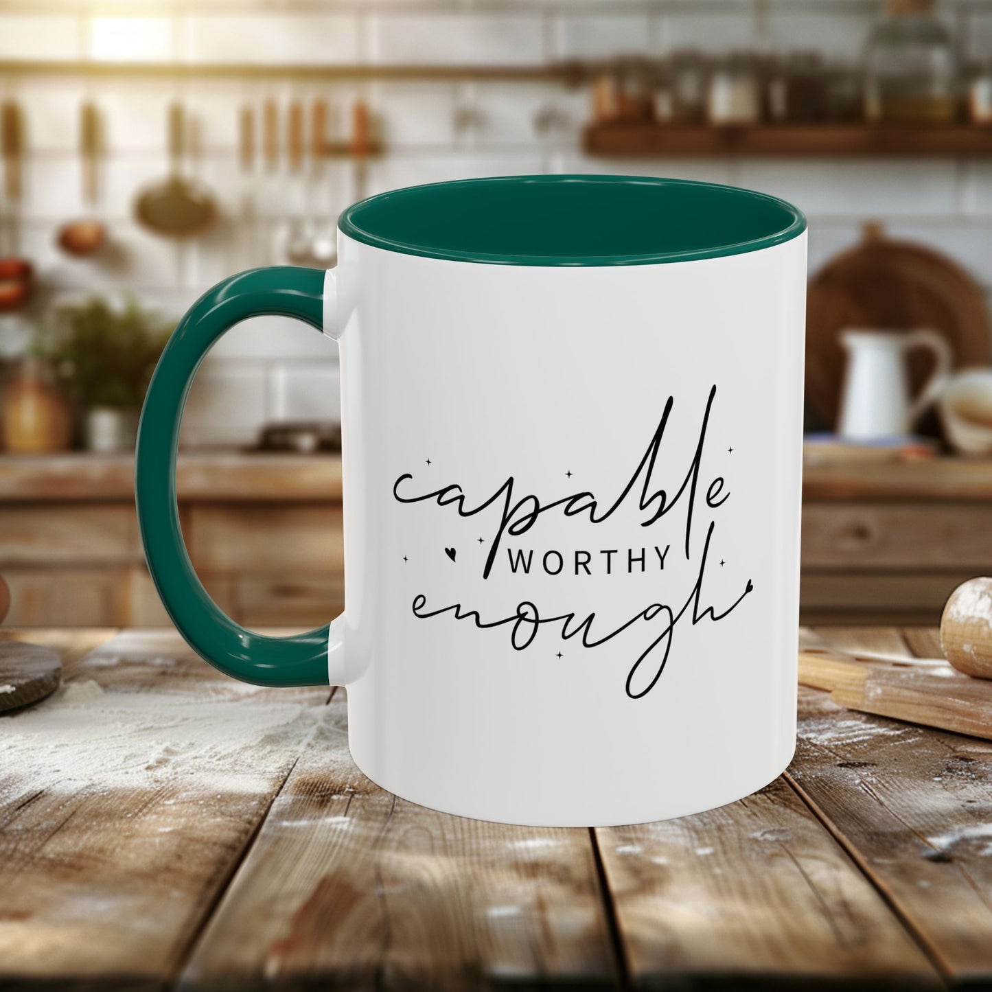 colorful mugs (11oz, 15oz) - capable, worth, enough - empowerment words