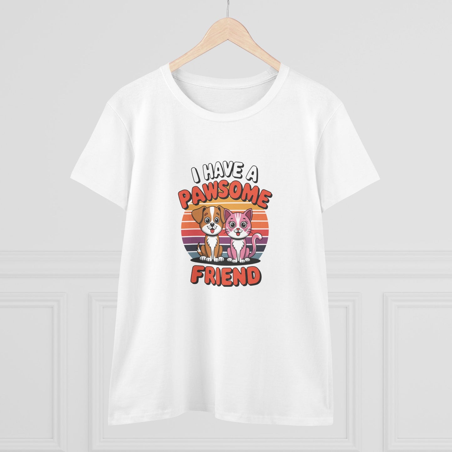 women's midweight cotton tee - i have a pawesome friend | funny dog lover gift | cute pet quote design