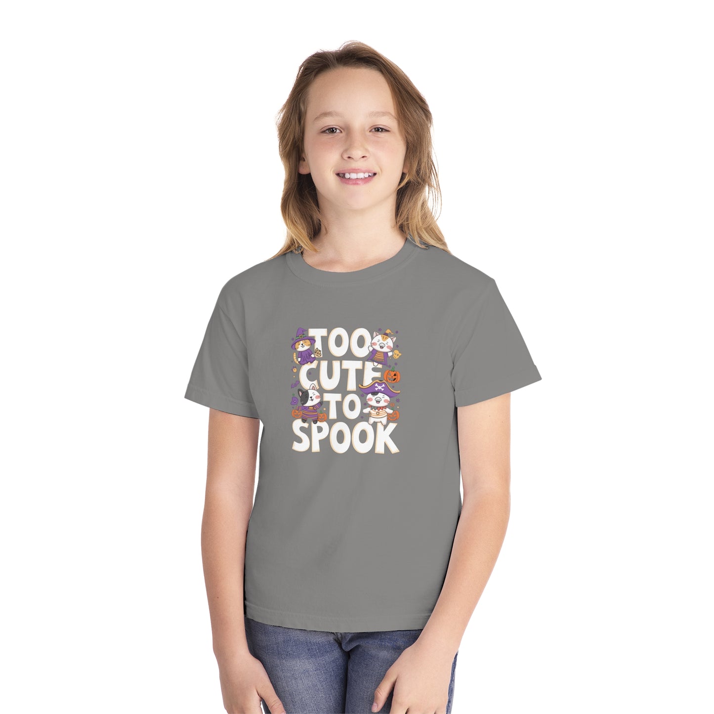 youth t-shirt, youth halloween t-shirt, too cute to spook!