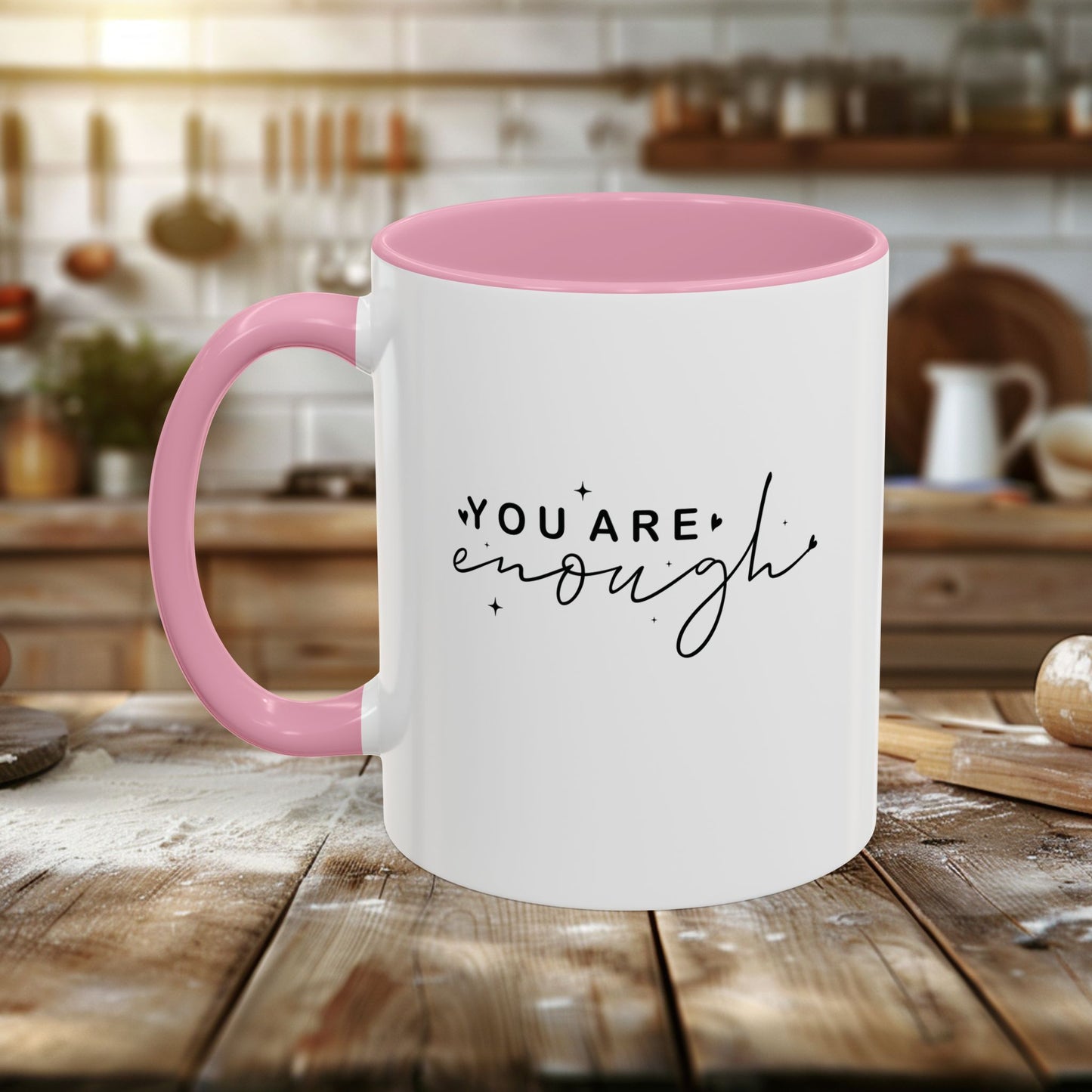 colorful mugs (11oz, 15oz) - you are enough - self-love quote design