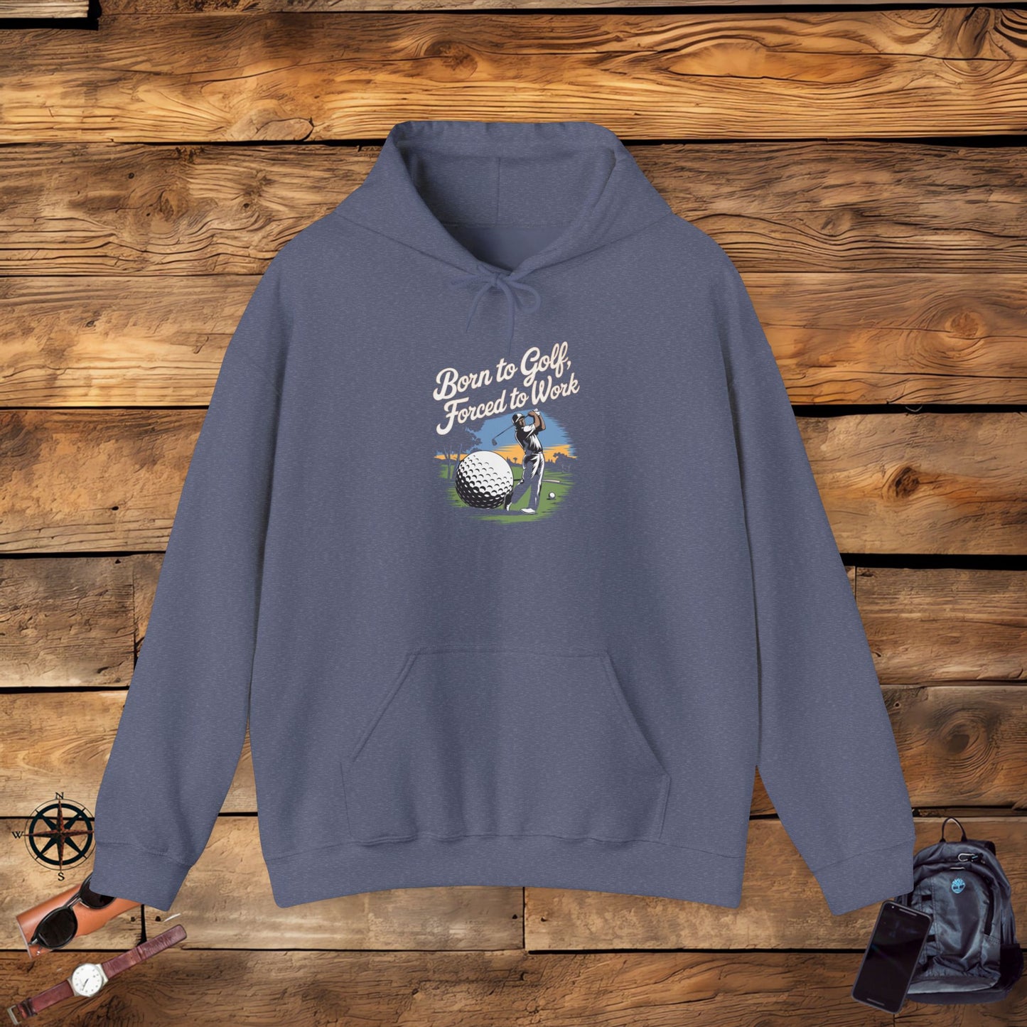 men & women golf sweatshirt: born to golf, forced to work. unisex golf sweatshirt: