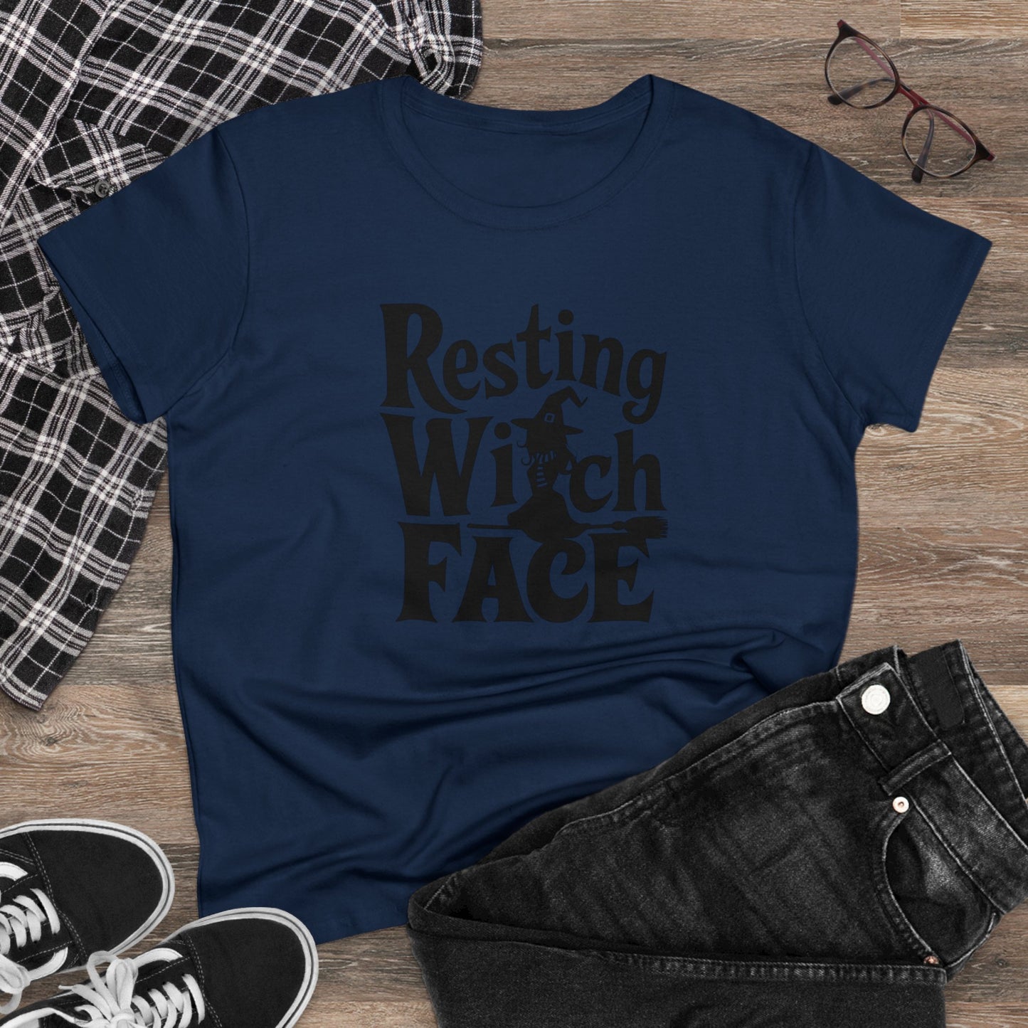 women's t-shirt, women's tee, halloween, funny gift, resting witch face!