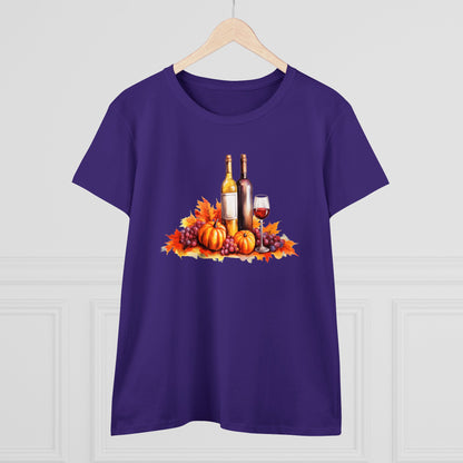 Women Halloween T-Shirt, Tee, Fall, Women's Wine Glass, Pumpkins, Halloween Gift