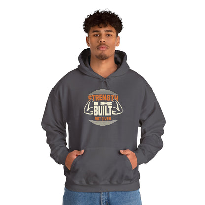 Unisex Heavy Blend™ Hooded Sweatshirt - Strength is Built Not Given - Motivational Gym Quote