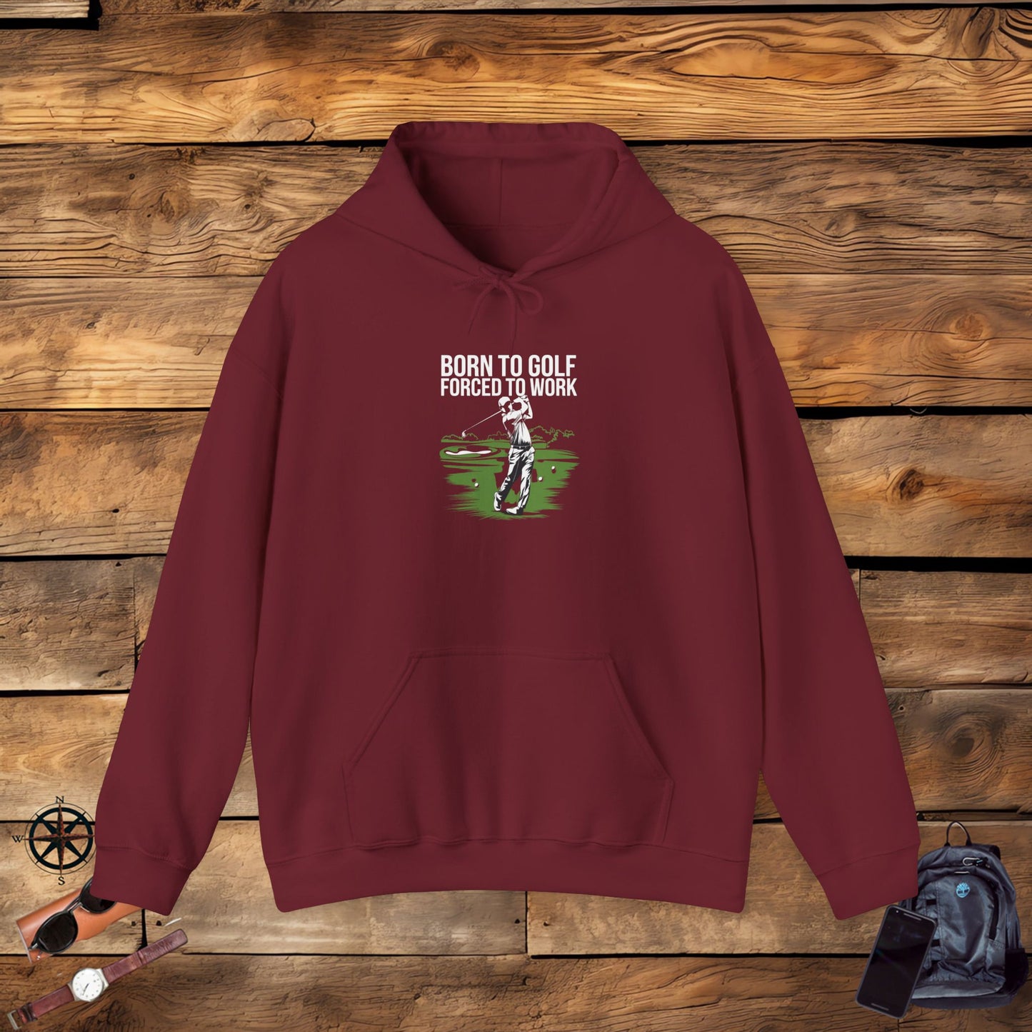 men & women golf sweater: born to golf, forced to work!