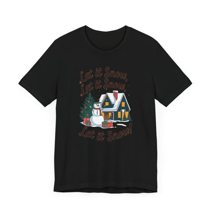 Men & Women Christmas T-Shirt. Let it Snow! Unisex Christmas T-Shirt.