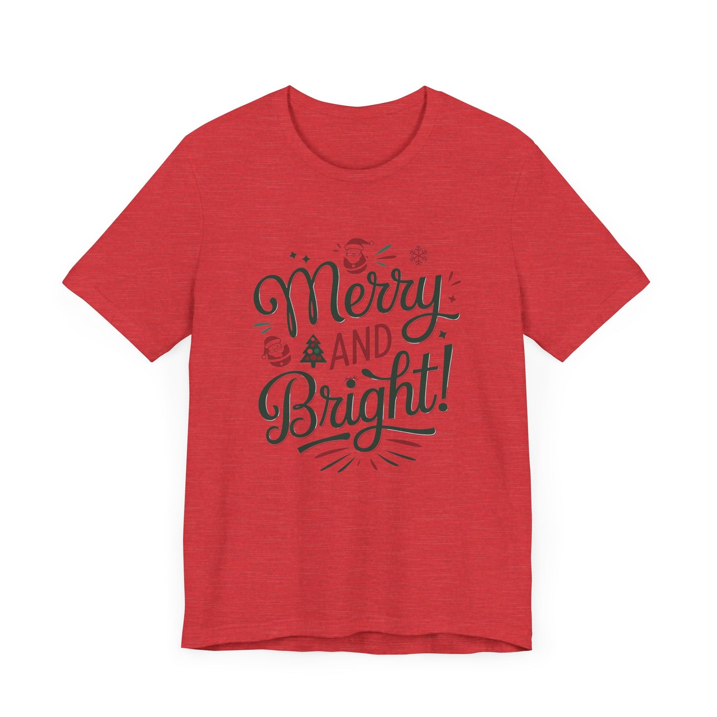 men & women christmas t-shirt. merry & bright. unisex christmas t-shirt.