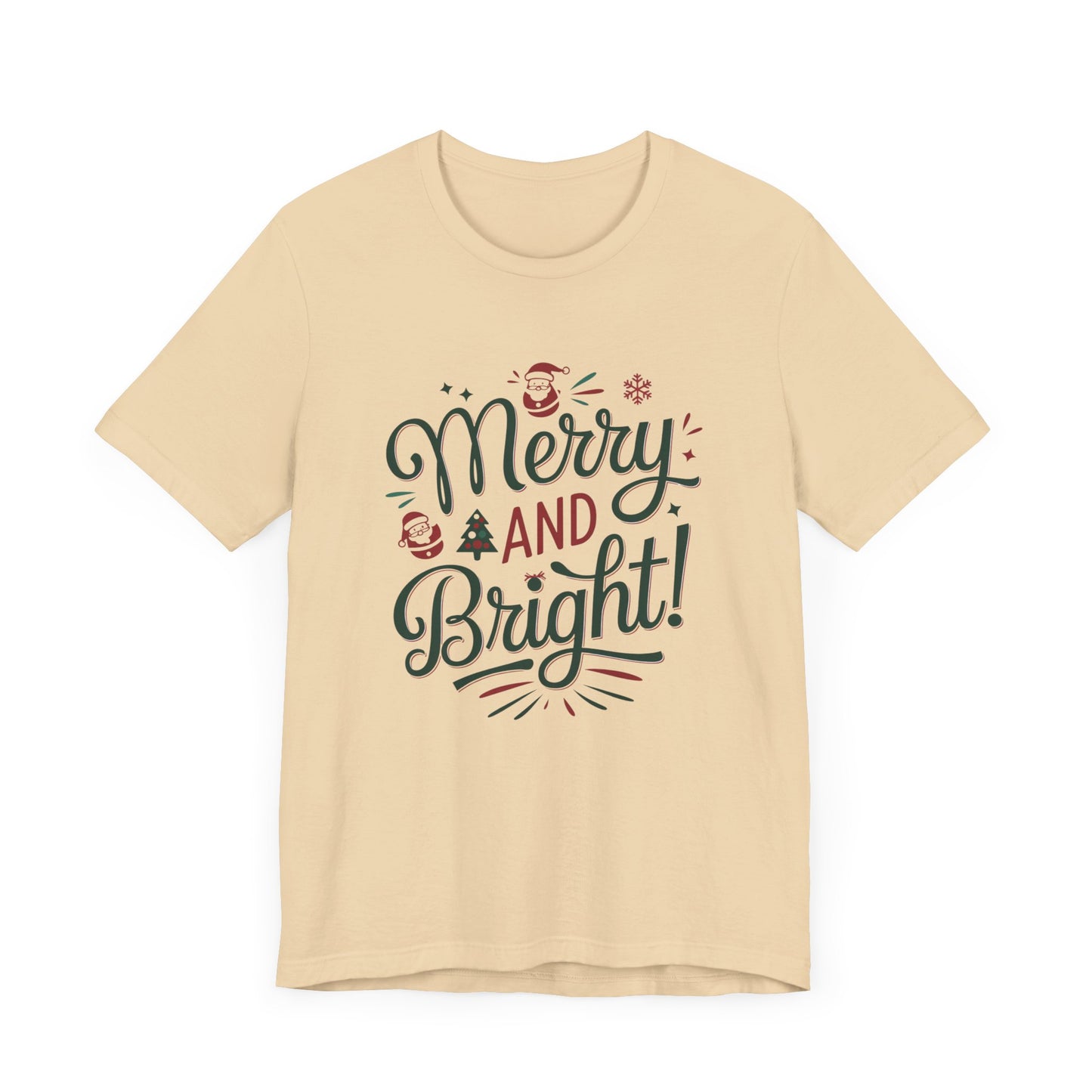 men & women christmas t-shirt. merry & bright. unisex christmas t-shirt.