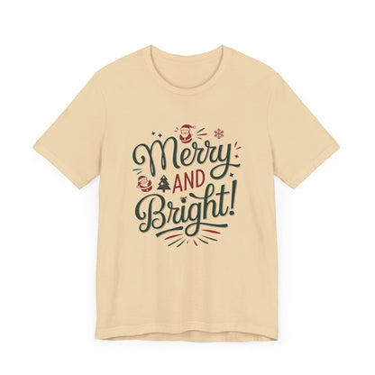 Men & Women Christmas T-Shirt. Merry & Bright. Unisex Christmas T-Shirt.