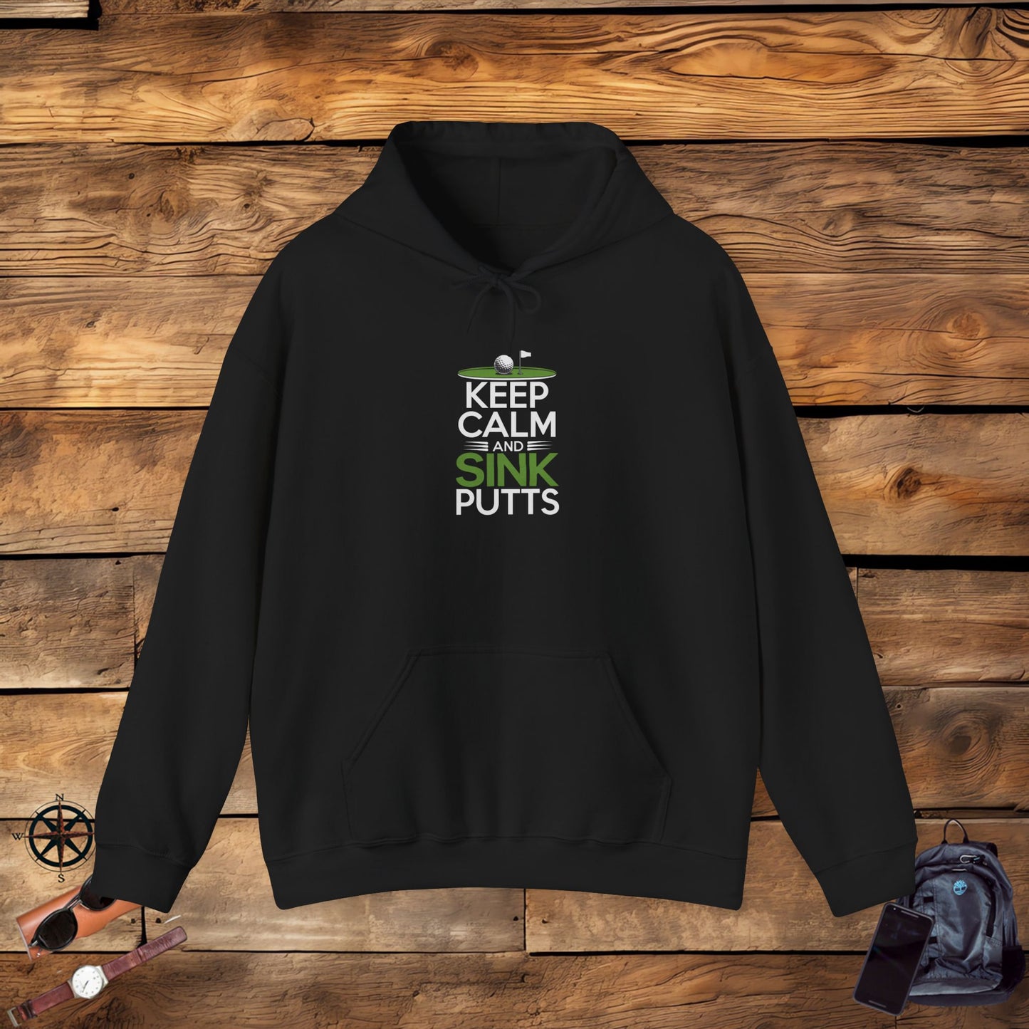 men & women golf sweatshirt: keep calm & sink putts. unisex sweatshirt.