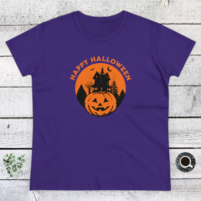 Women Halloween T-Shirt, Women Tee, Halloween Gift, Jack O'Lantern - Haunted Halloween