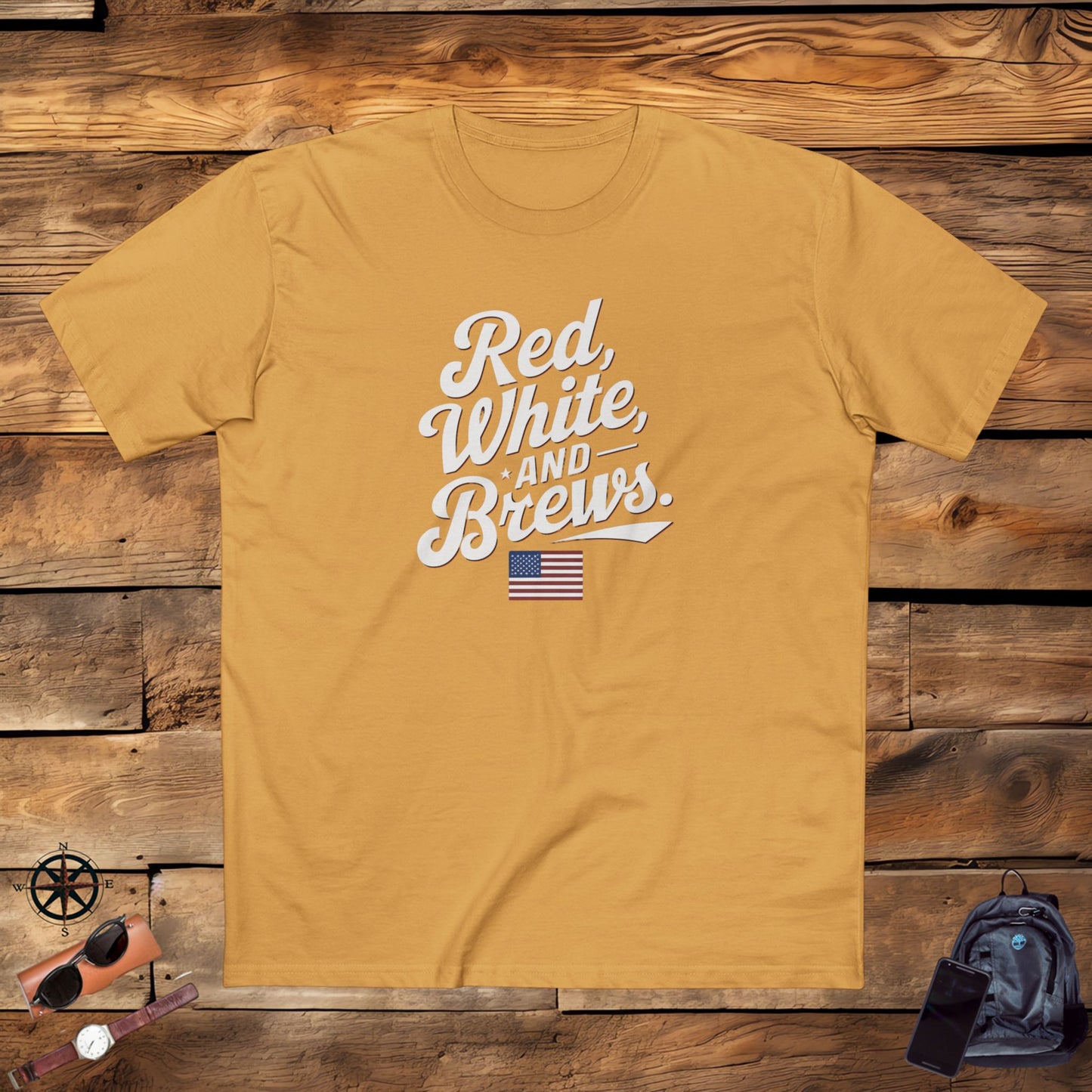 men's t-shirts, men's tee, men's funny gift, red white and brews!