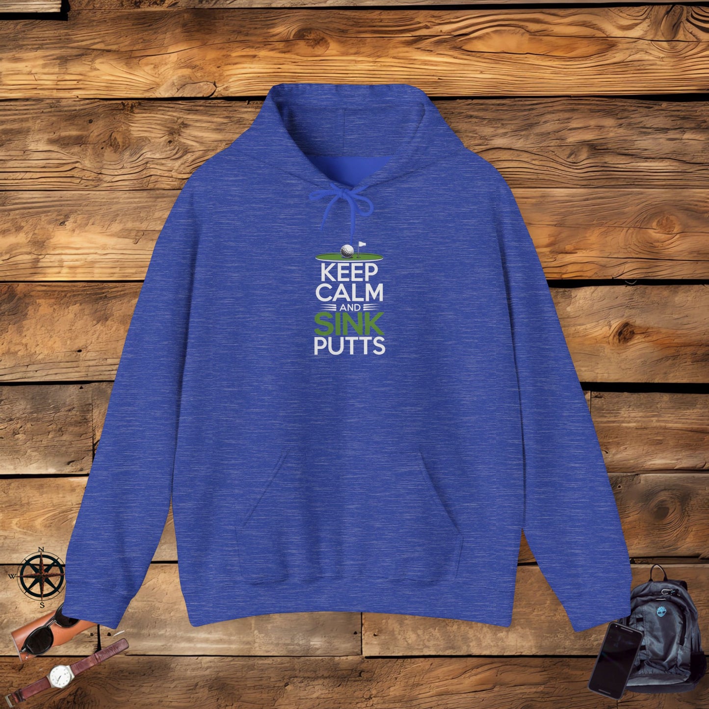 men & women golf sweatshirt: keep calm & sink putts. unisex sweatshirt.