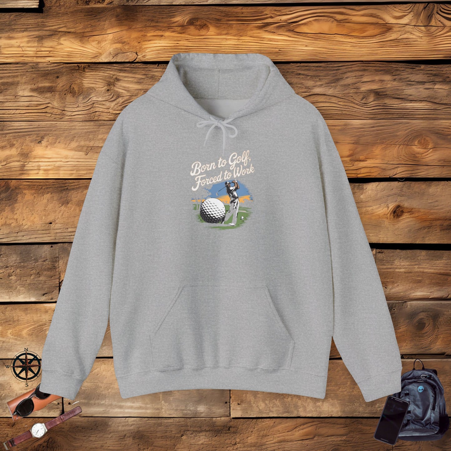 men & women golf sweatshirt: born to golf, forced to work. unisex golf sweatshirt: