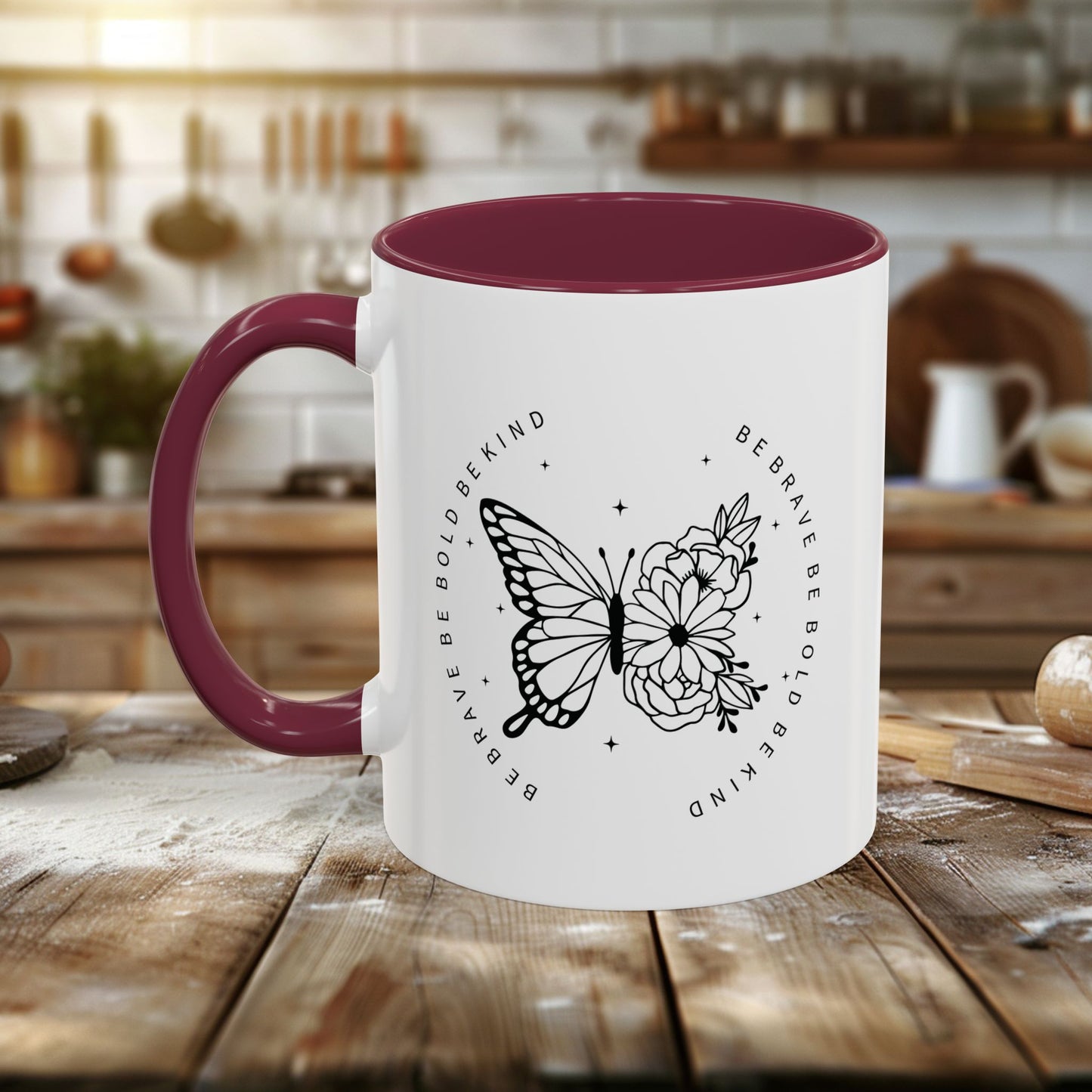 colorful mugs (11oz, 15oz) - be brave, be bold, be kind - courageous kindness quote