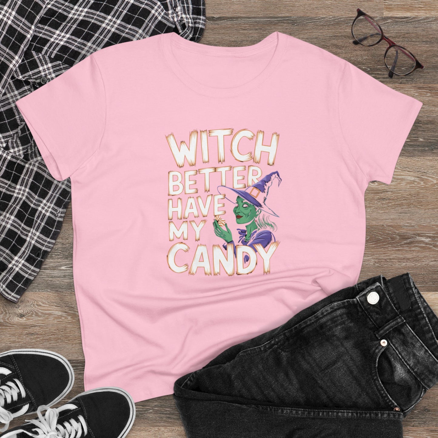 women's t-shirt, women's tee, women's halloween, funny gift, witch!