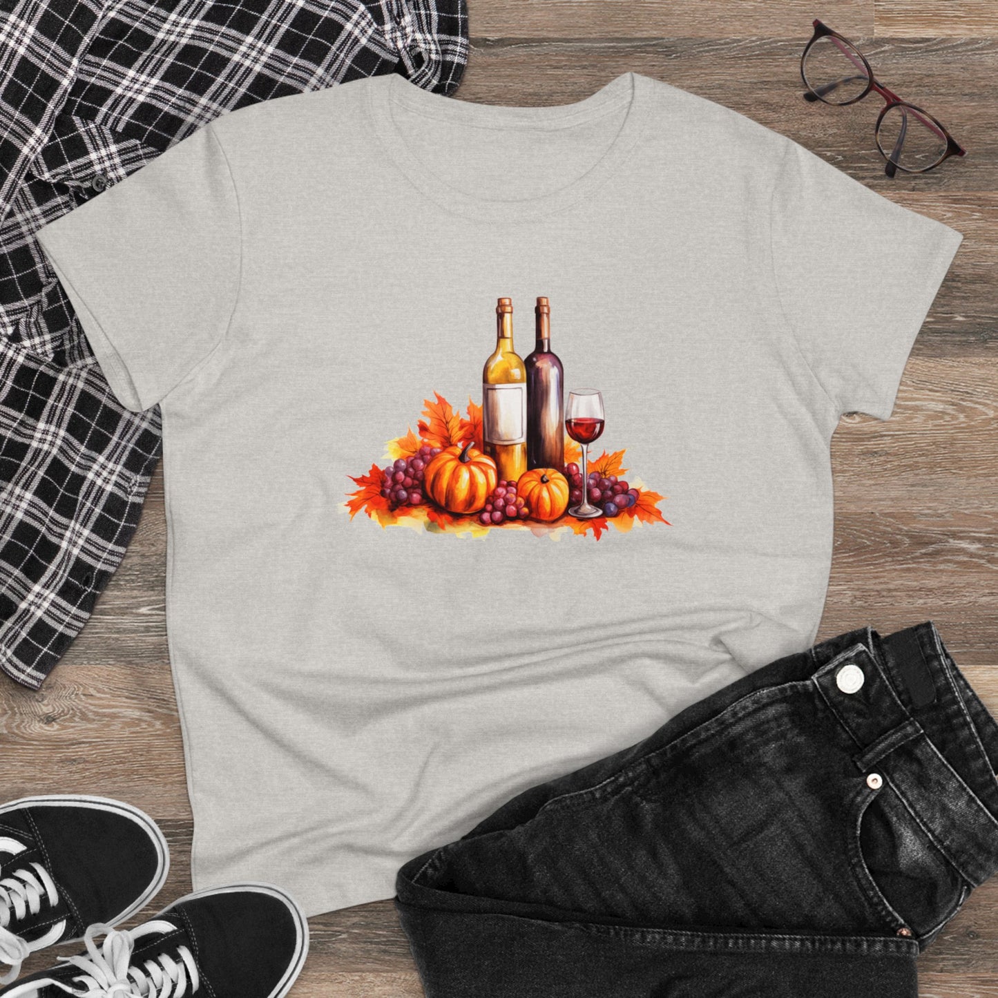 women halloween t-shirt, tee, fall, women's wine glass, pumpkins, halloween gift