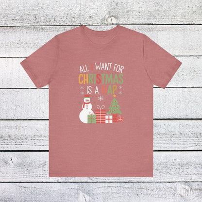 Men & Women Christmas T-Shirt. All I want for Christmas is a nap! Unisex Christmas T-Shirt