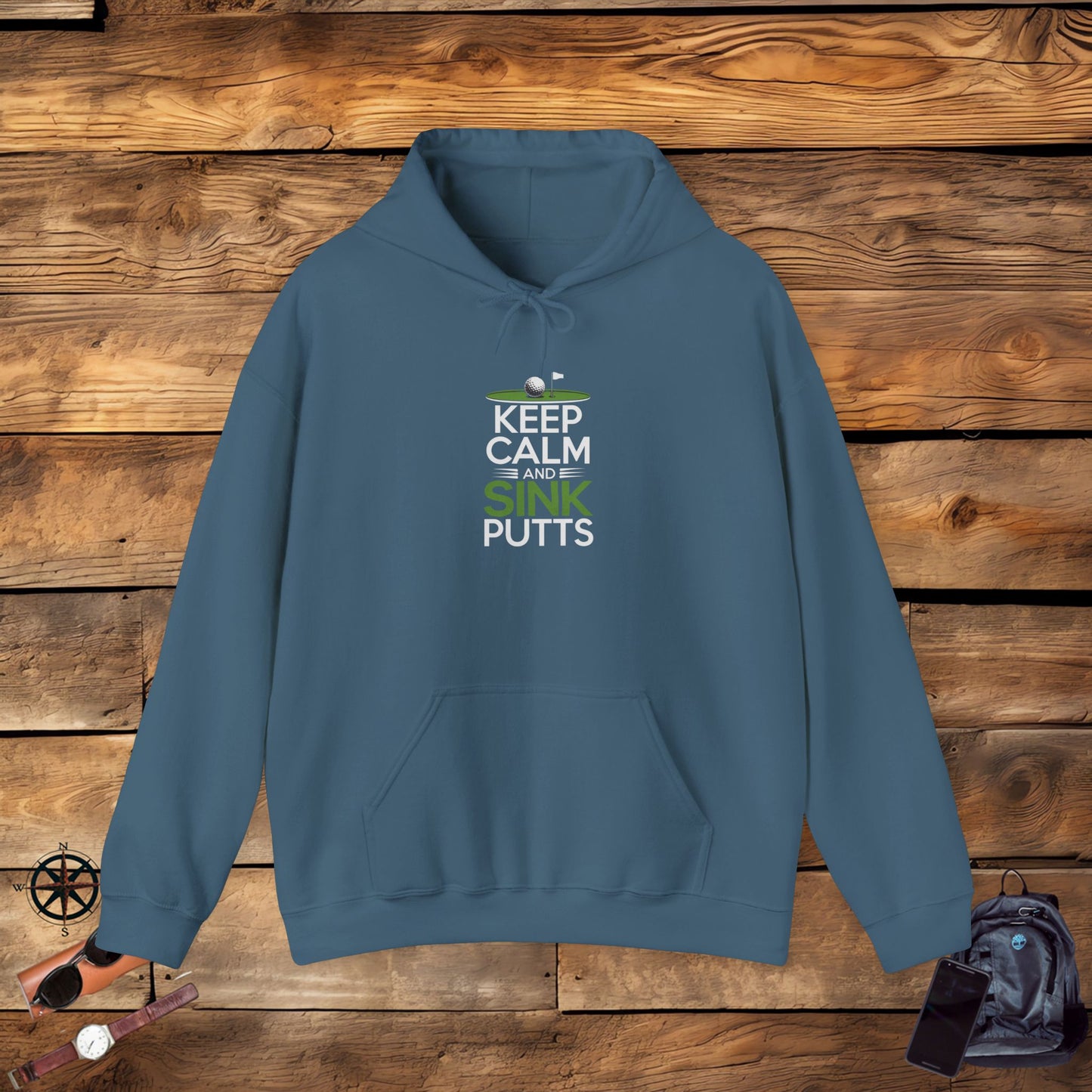 men & women golf sweatshirt: keep calm & sink putts. unisex sweatshirt.