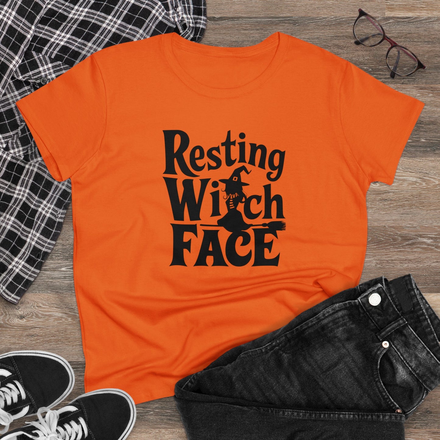 women's t-shirt, women's tee, halloween, funny gift, resting witch face!