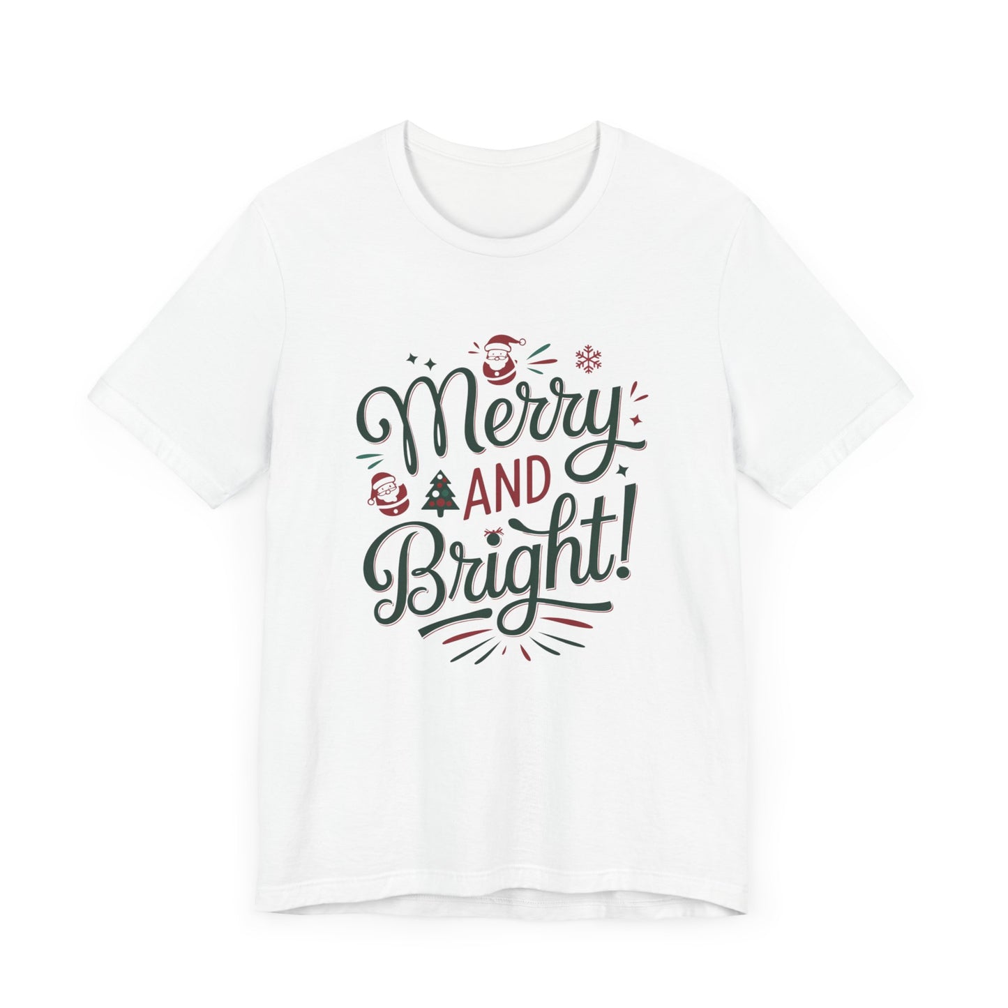 men & women christmas t-shirt. merry & bright. unisex christmas t-shirt.