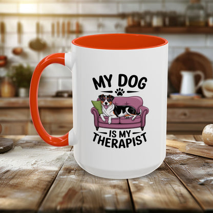 Colorful Mugs (11oz, 15oz) - My Dog is My Therapist | Funny Dog Lover Gift | Cute Pet Quote Design