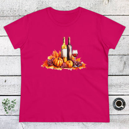 Women Halloween T-Shirt, Tee, Fall, Women's Wine Glass, Pumpkins, Halloween Gift