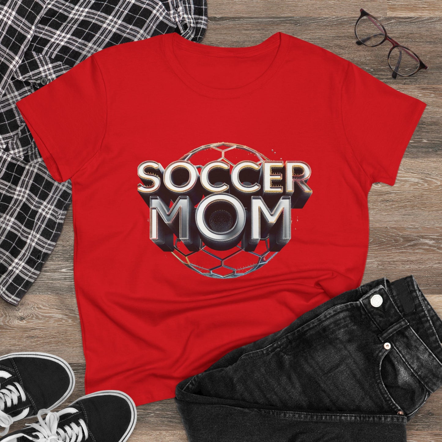 stylish women's cotton tee for soccer moms