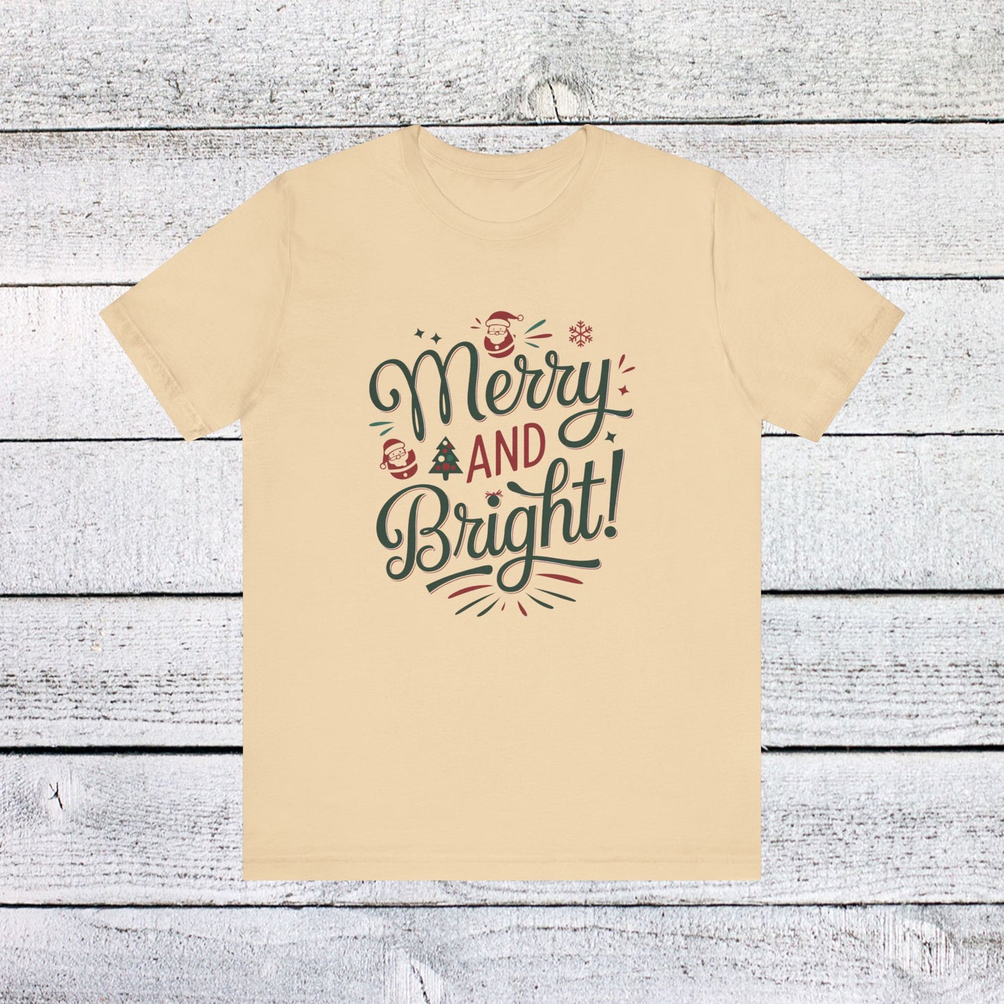 men & women christmas t-shirt. merry & bright. unisex christmas t-shirt.