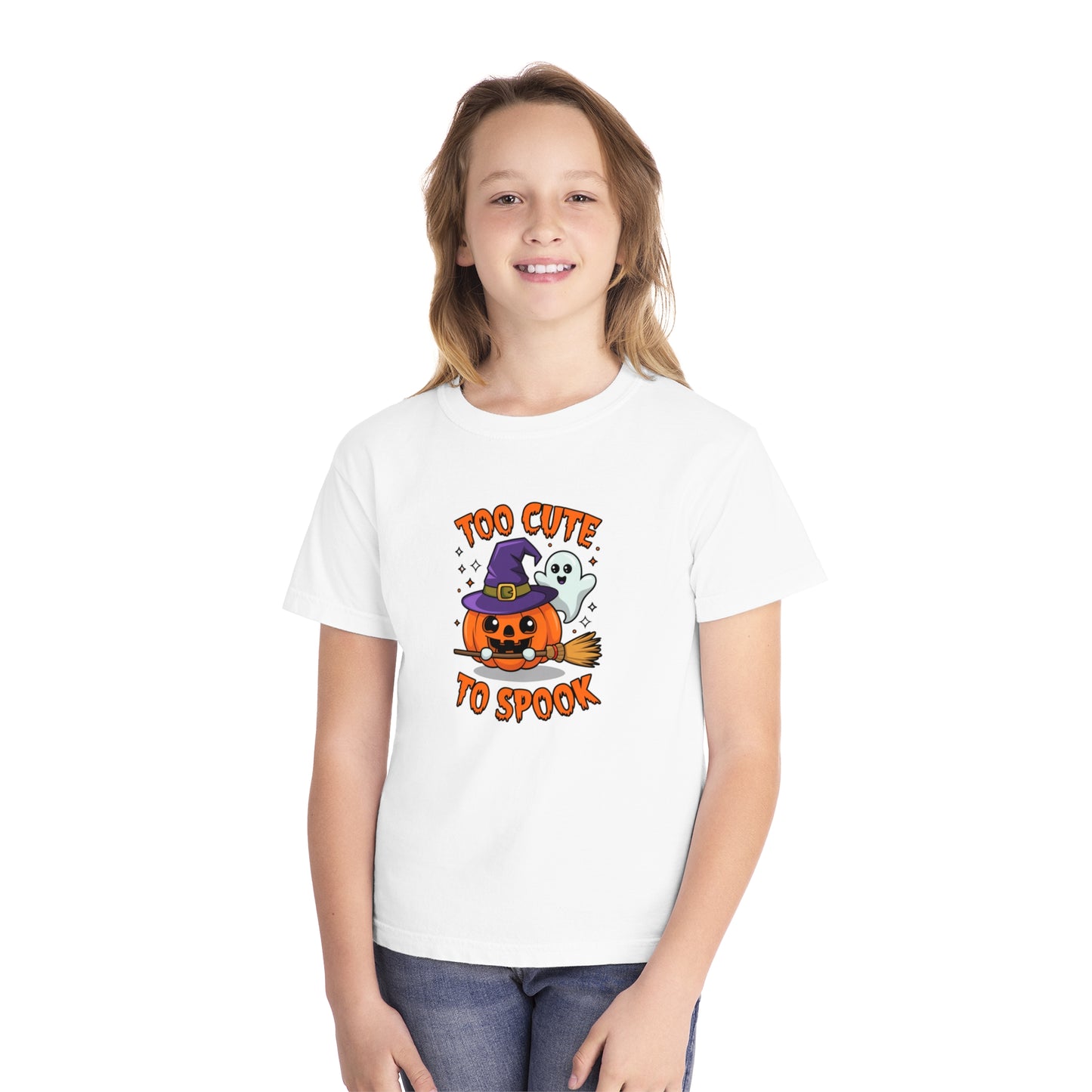 youth t-shirt, youth halloween t-shirt, too cute to spook!