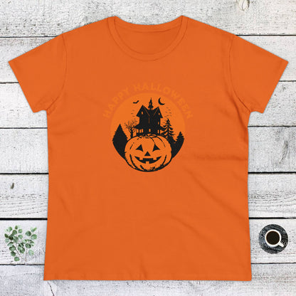 Women Halloween T-Shirt, Women Tee, Halloween Gift, Jack O'Lantern - Haunted Halloween