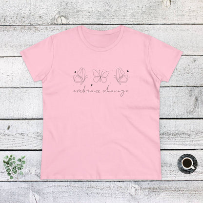Women's Midweight Cotton Tee - Embrace Change - Growth Mindset Quote