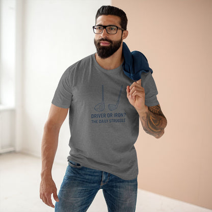 Men's Stable Tee: Driver or Iron? The Daily Struggle. Golf T-Shirt.