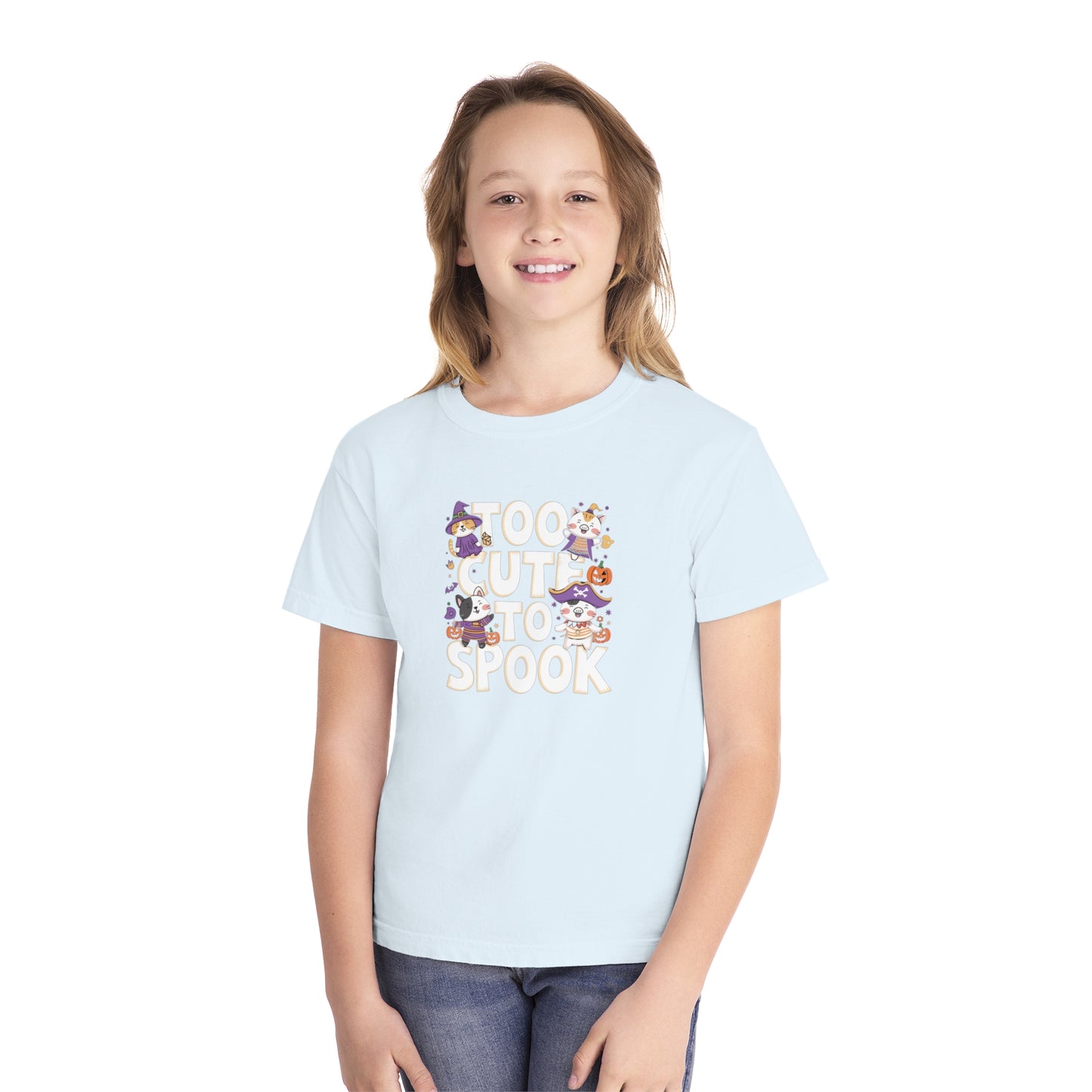 youth t-shirt, youth halloween t-shirt, too cute to spook!